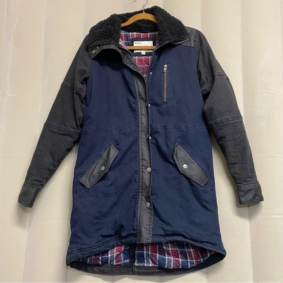 RVCA Women’s First Snow Jacket Medium Nature x Industry Sherpa Fleece Ski Winter - Picture 1 of 12
